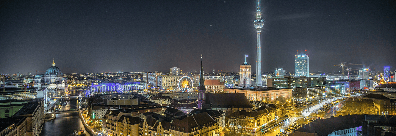 Berlin skyline at night